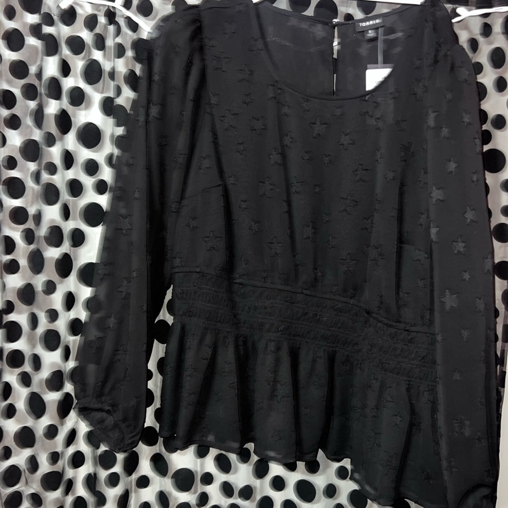 Black Star Patterned Women's Top